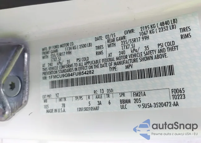 1FMCU9G94FUB54282: 43709551