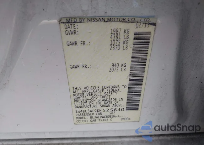 1N4BL3AP2DN525640: 43708747