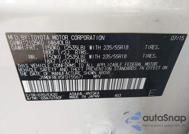 JTMDFREV5FD155671: 43708755