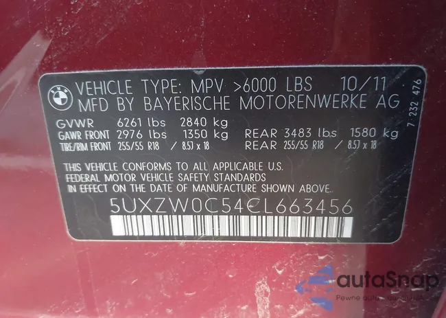 5UXZW0C54CL663456: 43708770