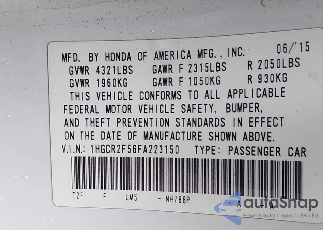 1HGCR2F56FA223150: 43708923