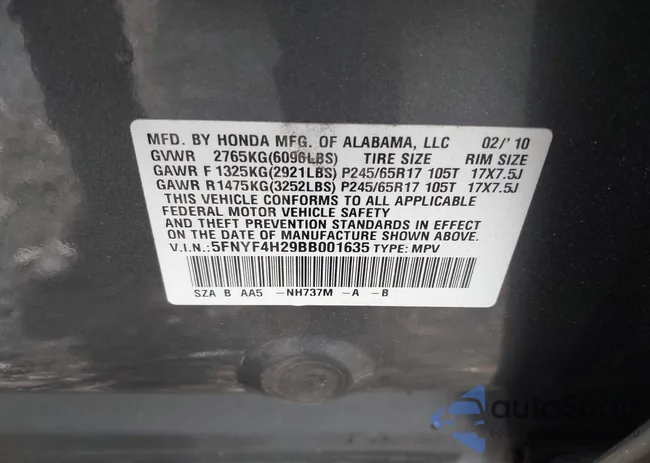 5FNYF4H29BB001635: 43708939