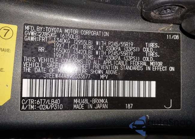 JTEEW44A892033677: 43708952