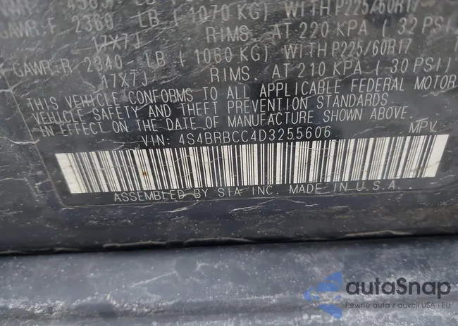 4S4BRBCC4D3255606: 43710060