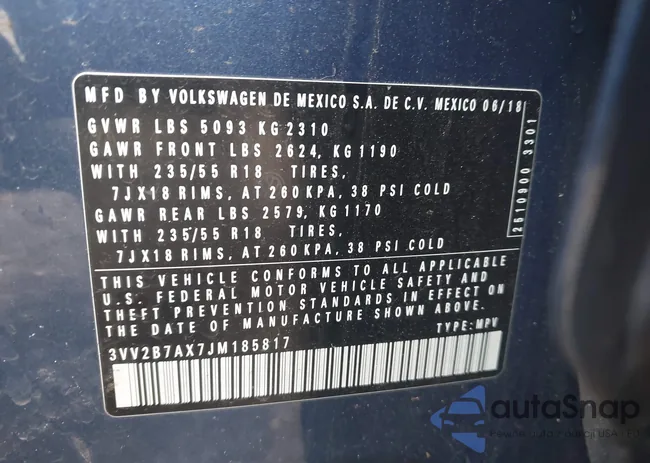 3VV2B7AX7JM185817: 43710092