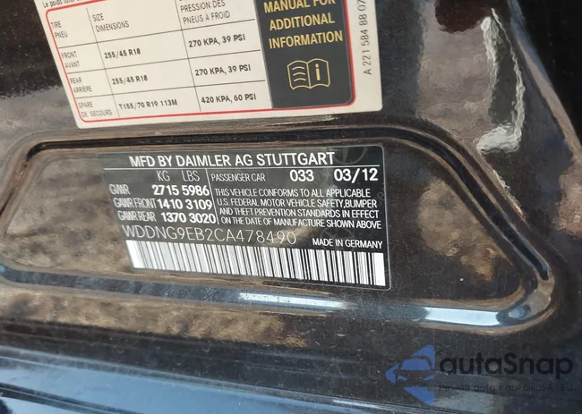 WDDNG9EB2CA478490: 43710109