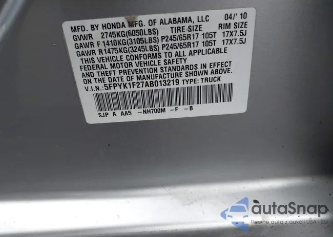 5FPYK1F27AB013219: 43710163