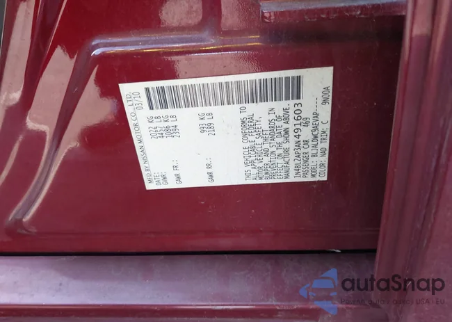 1N4BL2AP3AN491603: 43710183