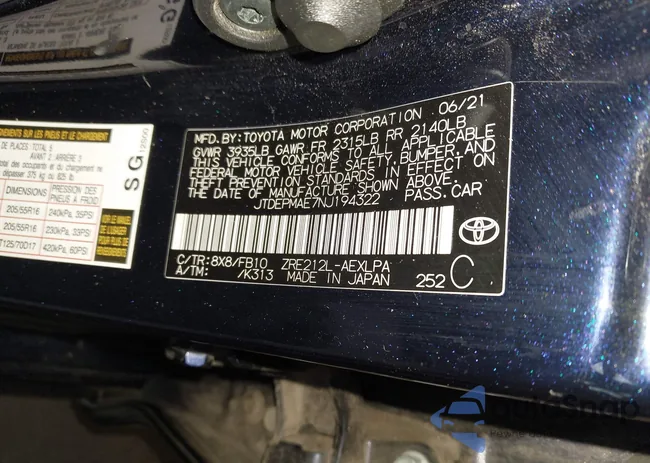 JTDEPMAE7NJ194322: 43710195