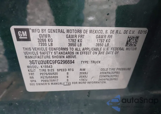 3GTU2UEC9FG296694: 43710212