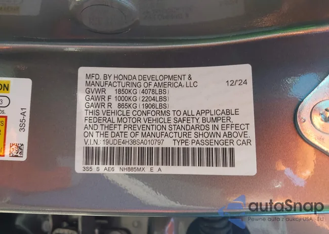 19UDE4H38SA010797: 43710262
