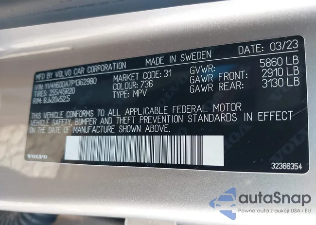 YV4H60DA7P1362980: 43710319