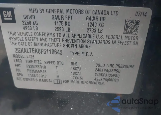 2GKALTEK8F6110645: 43710355