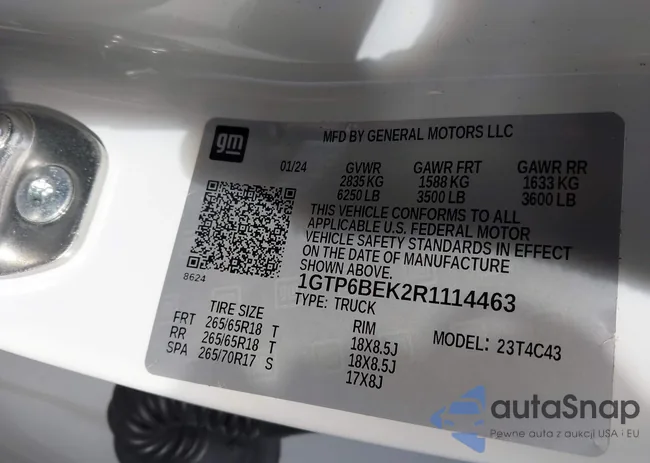 1GTP6BEK2R1114463: 43710454