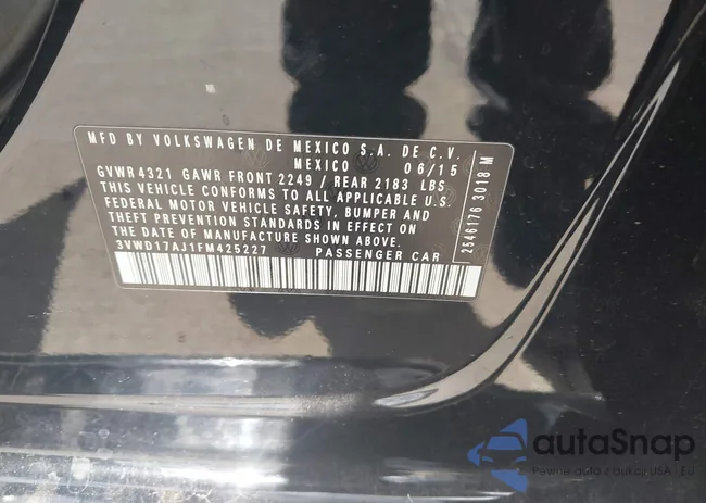 3VWD17AJ1FM425227: 43710481