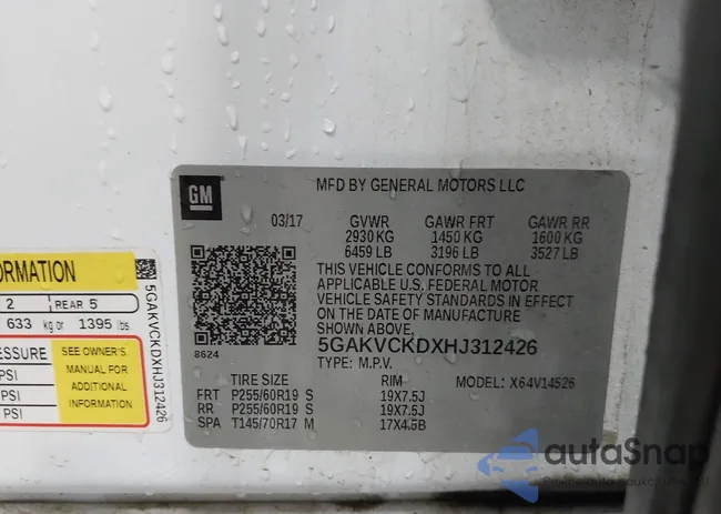 5GAKVCKDXHJ312426: 43710537