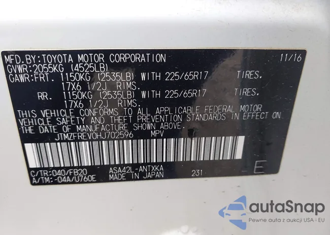 JTMZFREV0HJ702596: 43710565