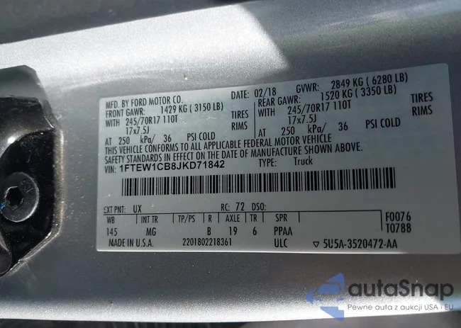 1FTEW1CB8JKD71842: 43709732