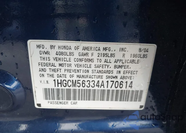 1HGCM56334A170614: 43709832