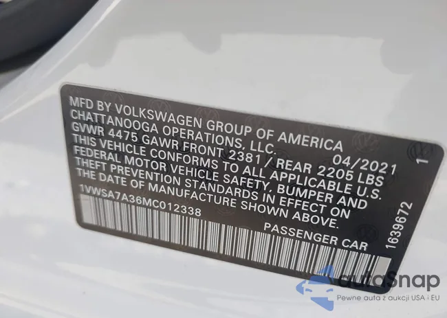 1VWSA7A36MC012338: 43709894