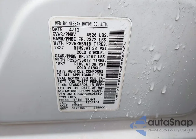 JN8AS5MV0CW405850: 43709902