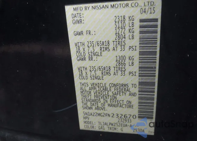 5N1AZ2MG2FN232670: 43709943