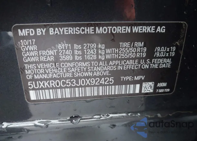 5UXKR0C53J0X92425: 43709983