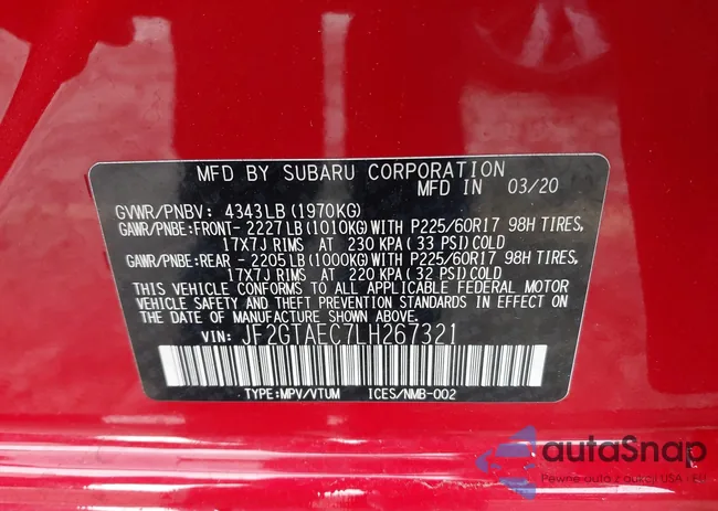 JF2GTAEC7LH267321: 43710028