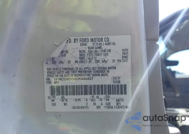 1FMCU9DG3CKB80527: 43711312