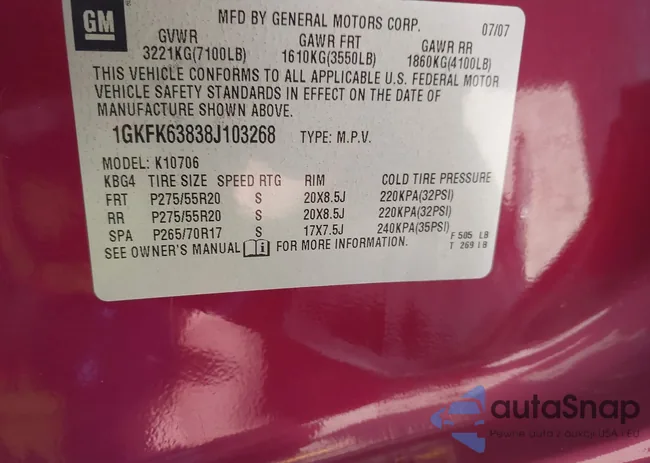 1GKFK63838J103268: 43711368