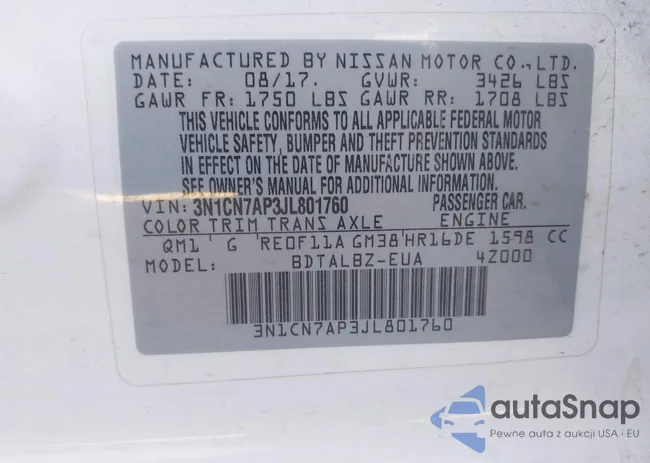 3N1CN7AP3JL801760: 43711408