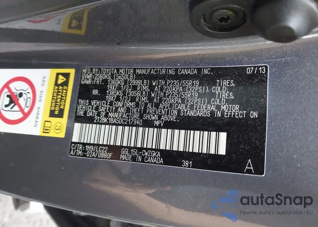 2T2BK1BA5DC217940: 43711439