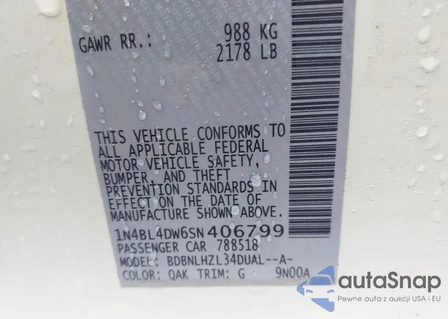 1N4BL4DW6SN406799: 43711582