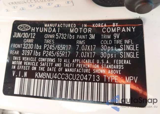 KM8NU4CC3CU204713: 43710680