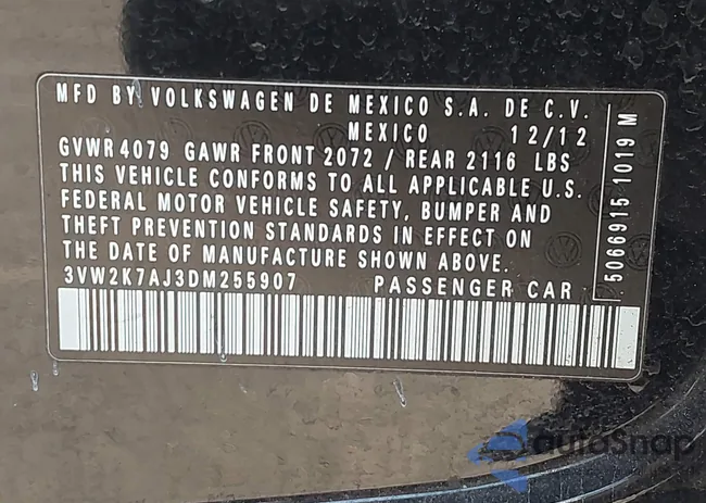 3VW2K7AJ3DM255907: 43710761