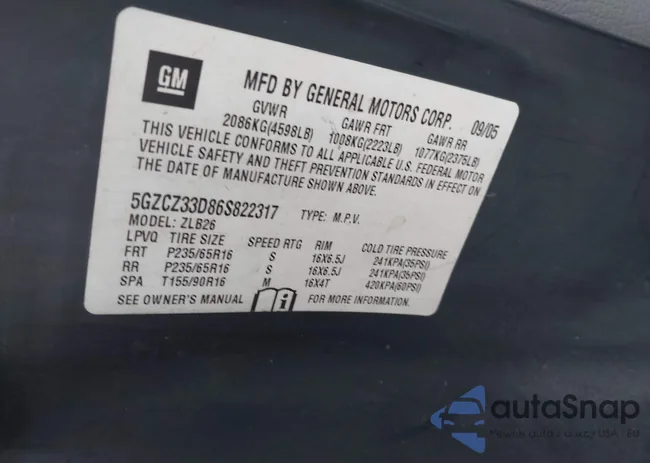 5GZCZ33D86S822317: 43710769