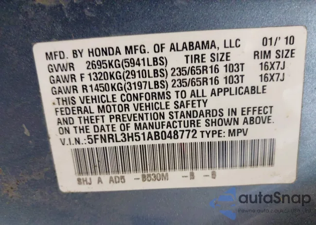 5FNRL3H51AB048772: 43710795