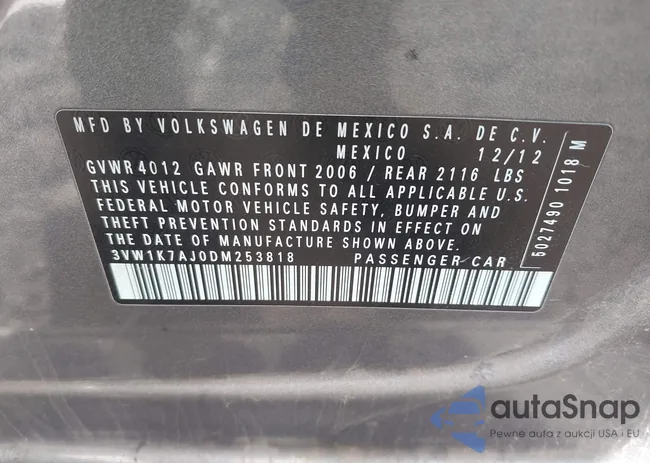 3VW1K7AJ0DM253818: 43710906