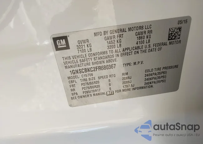 1GNSCBKC2FR680367: 43712130