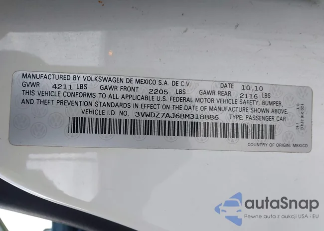 3VWDZ7AJ6BM318886: 43712158