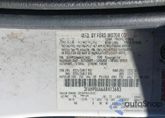 3FAHP0JA6AR413683: 43712182