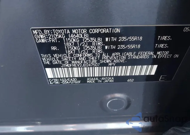 JTMDFREV2JD247507: 43712271