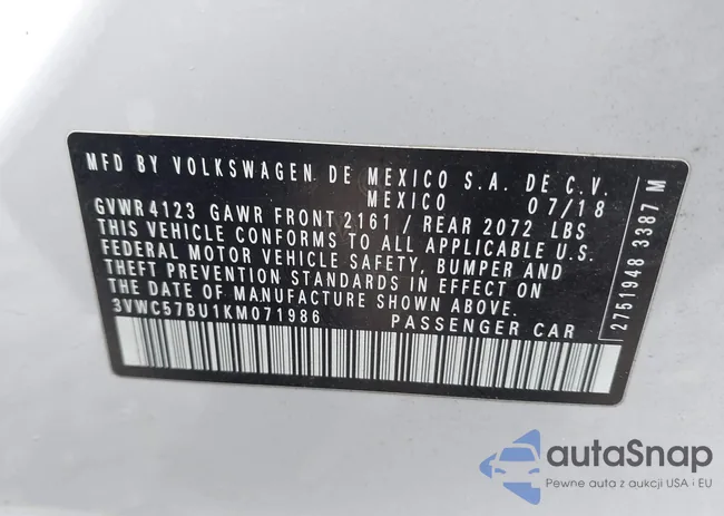 3VWC57BU1KM071986: 43712461