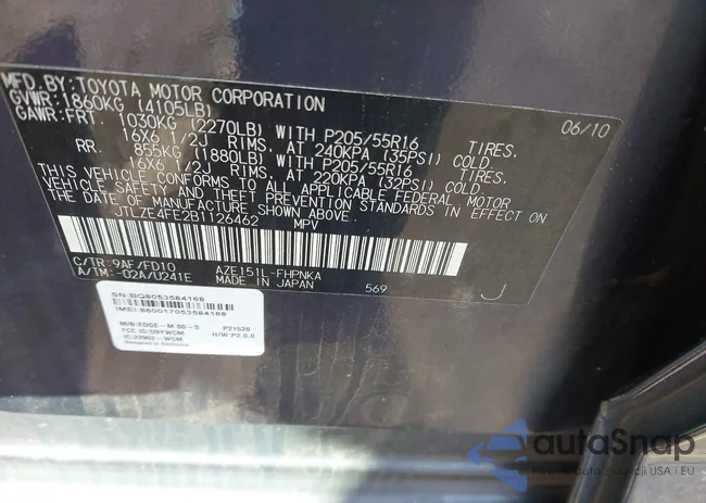 JTLZE4FE2B1126462: 43712615