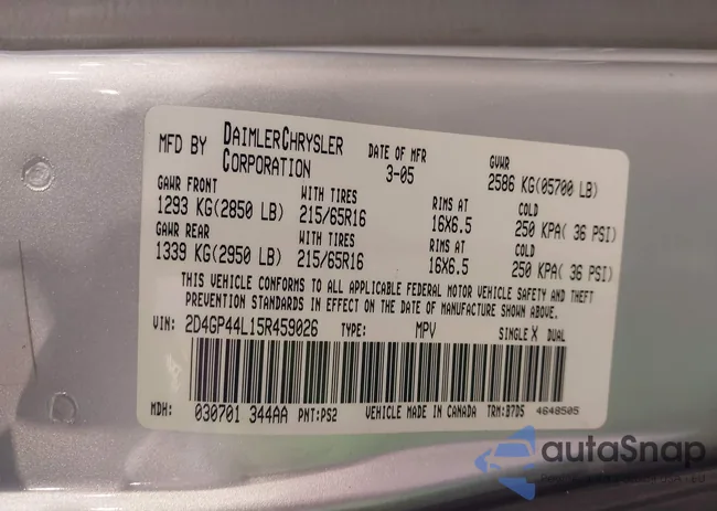 2D4GP44L15R459026: 43711842