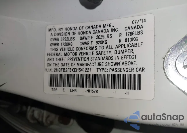 2HGFB2F8XEH541221: 43711903