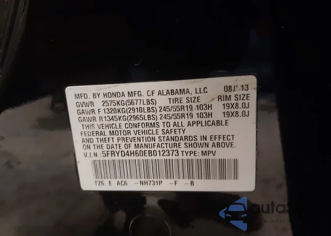 5FRYD4H60EB012373: 43712043