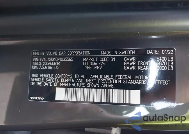 YV4L12RK6N1035585: 43713134