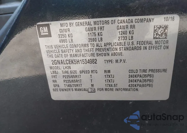 2GNALCEK5H1534982: 43713211