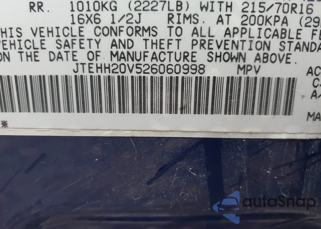 JTEHH20V526060998: 43713560